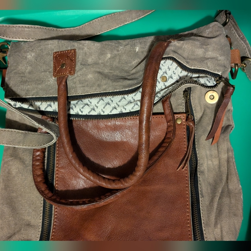 Mona B Leather And Recycled Canvas Tote
